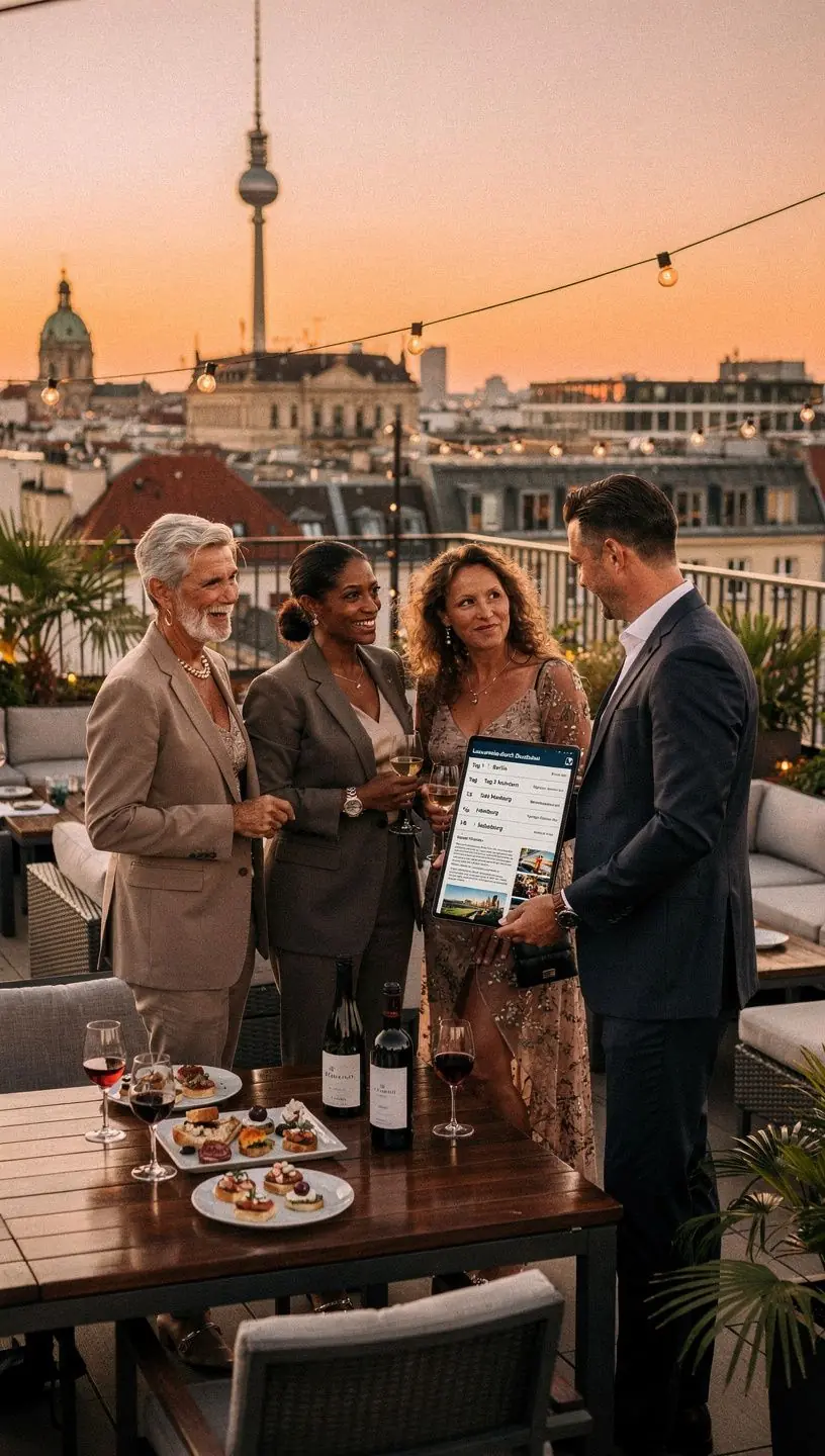 Panoramaaufnahme einer malerischen deutschen Stadt mit historischen Gebäuden und Flussufer