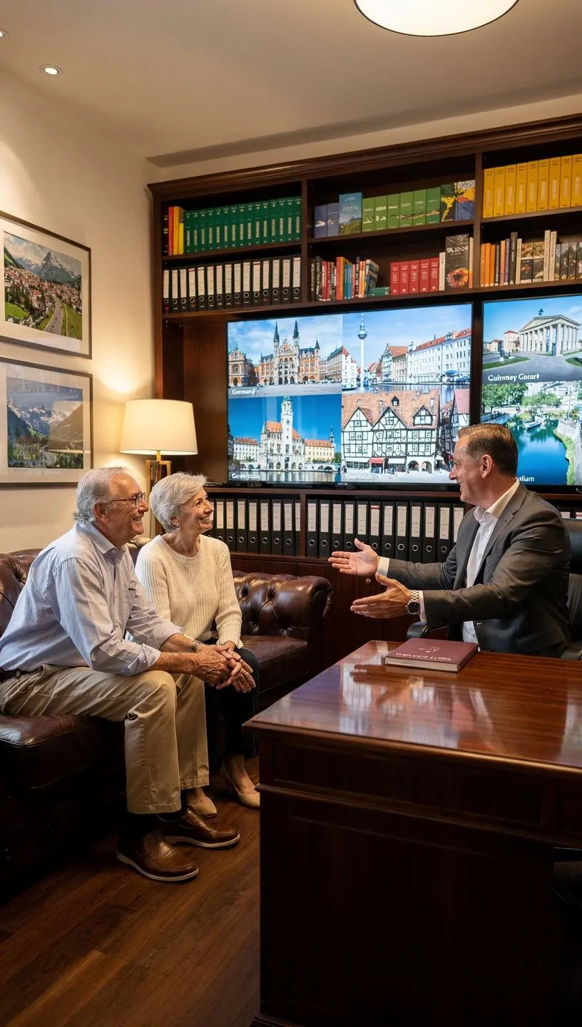 Professioneller Concierge berät Kunden bei der individuellen Reiseplanung im stilvollen Büro